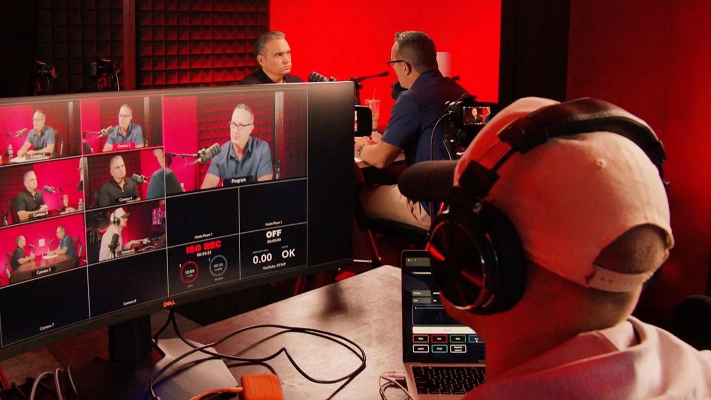 The Inside True Crime studio during a recording